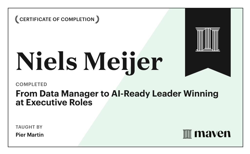 Certificate for From Data Manager to AI-Ready Leader Winning at Executive Roles