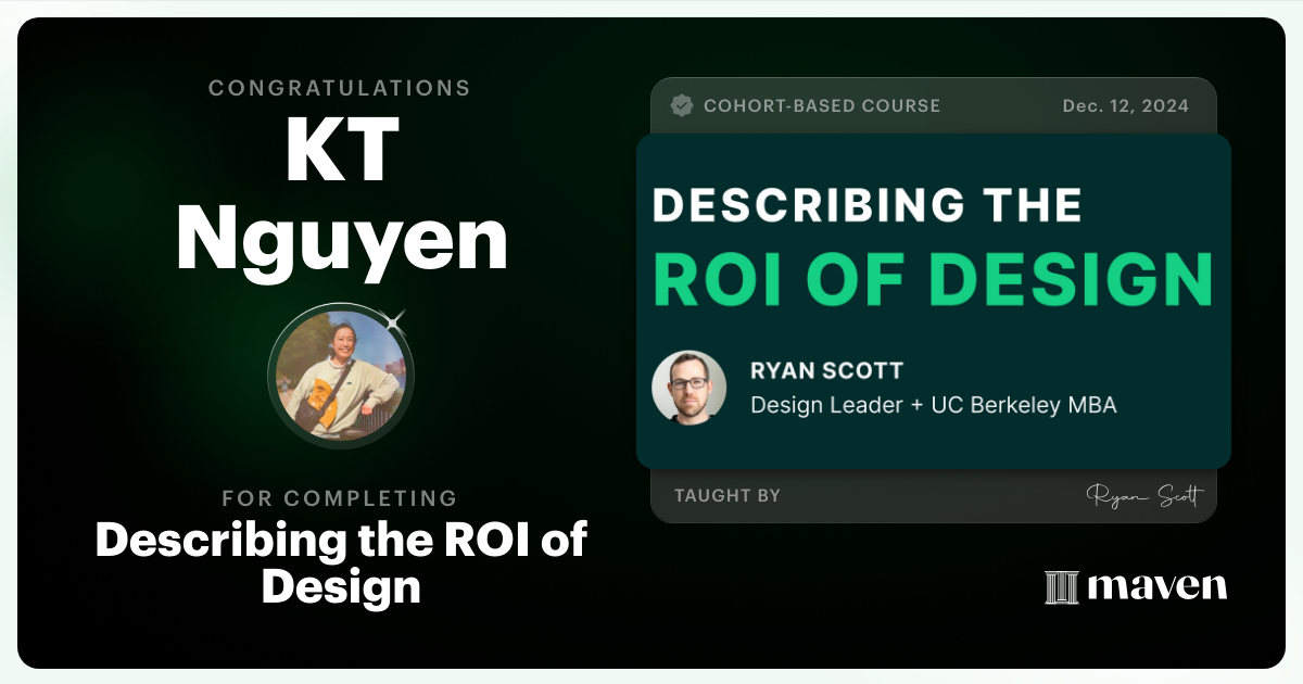 Certificate of Completion for Describing the ROI of Design