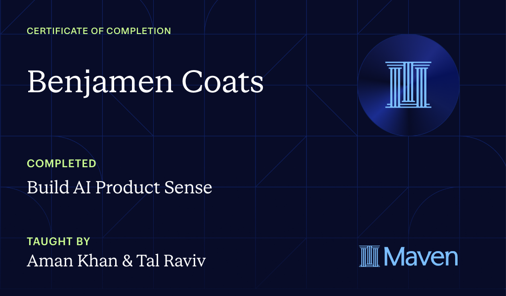 Certificate for Build AI Product Sense