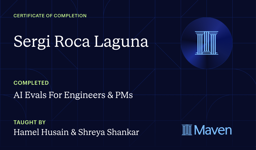 Certificate for AI Evals For Engineers & PMs