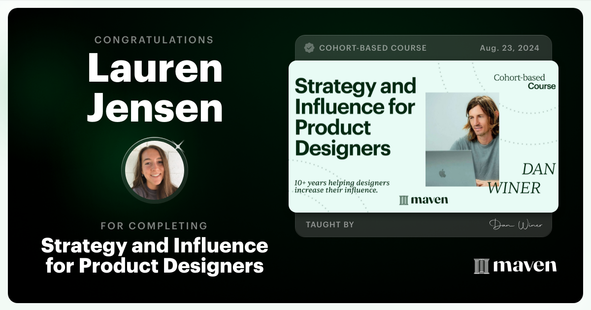 Certificate of Completion for Strategy and Influence for Product Designers