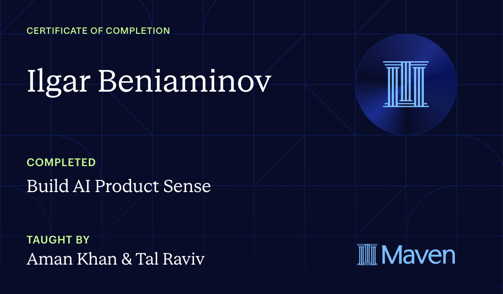 Certificate for Build AI Product Sense