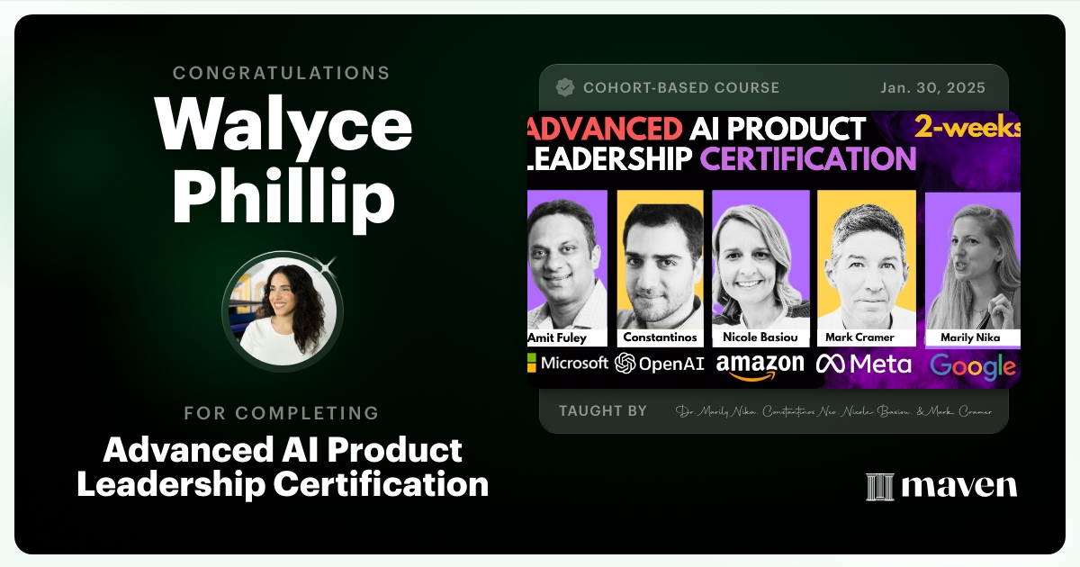 Certificate of Completion for Advanced AI Product Leadership Certification