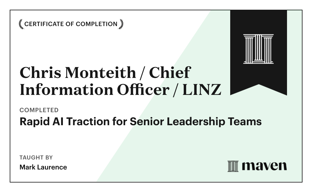 Certificate for Rapid AI Traction for Senior Leadership Teams