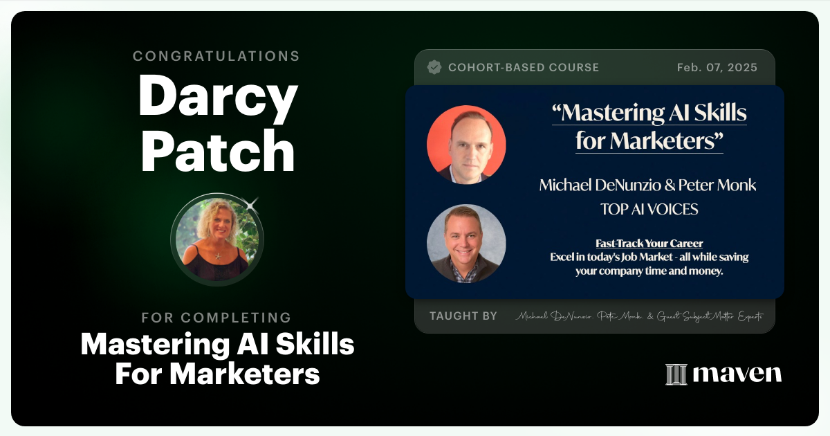 Certificate of Completion for Mastering AI Skills For Marketers