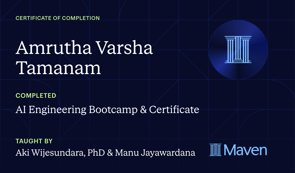 Certificate for AI Engineering Bootcamp & Certificate