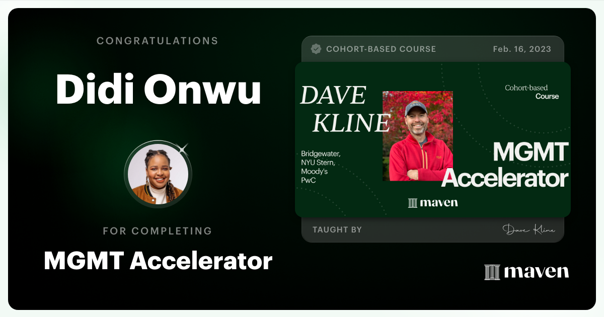 Certificate of Completion for MGMT Accelerator: AI-Enhanced Leadership