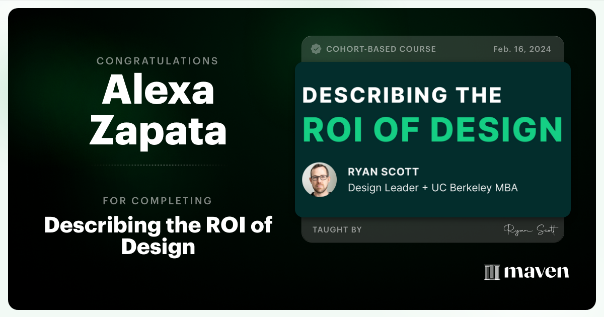 Certificate of Completion for Describing the ROI of Design