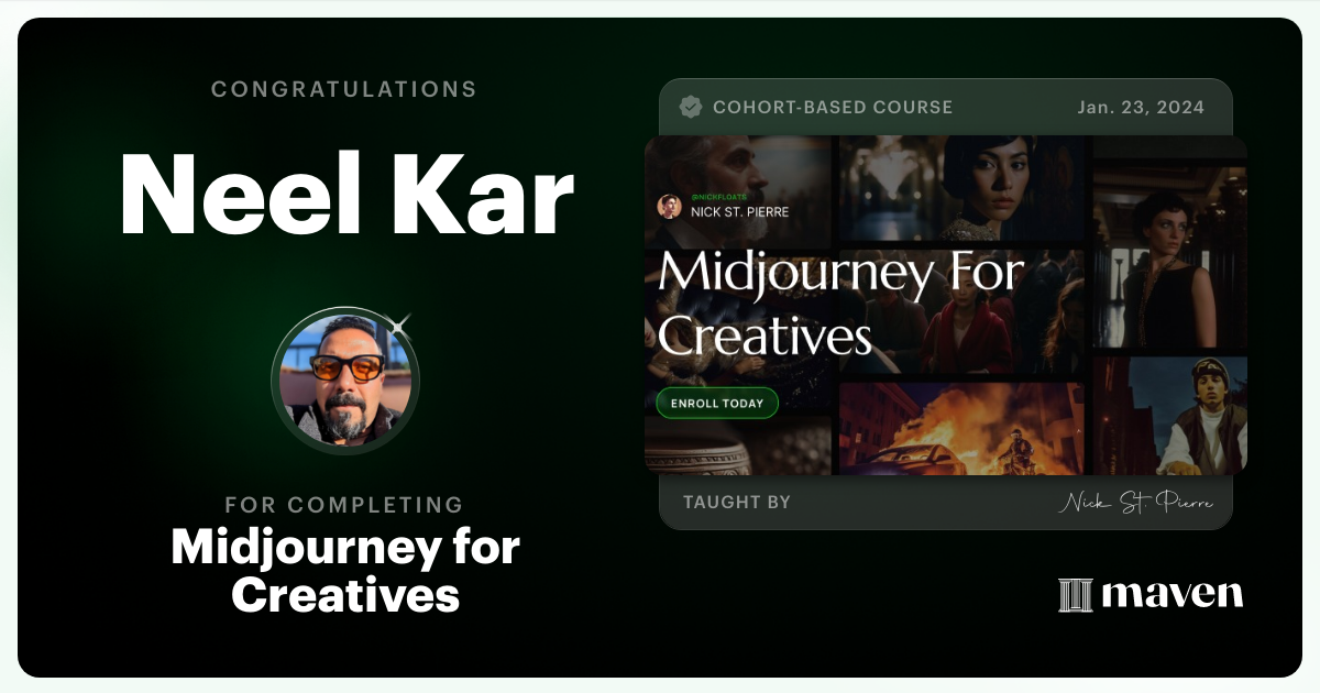 Certificate of Completion for Midjourney for Creatives