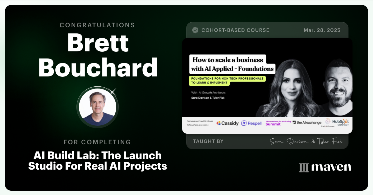 Certificate of Completion for Master Market-Ready Agentic AI Workflows: Step-by-Step, No Code Required