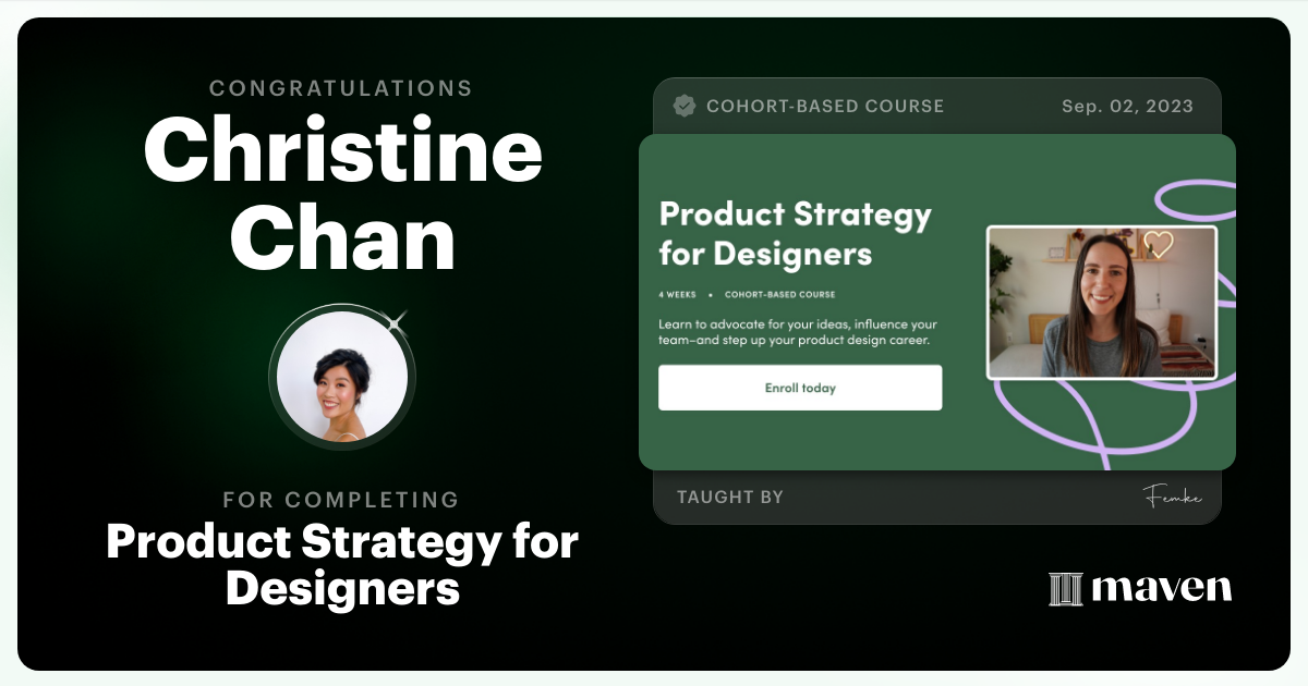 Certificate of Completion for Product Strategy for Designers