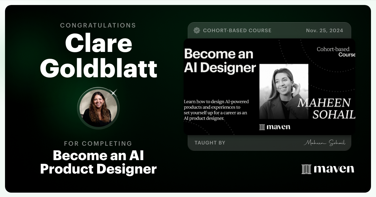 Certificate of Completion for Become an AI Product Designer