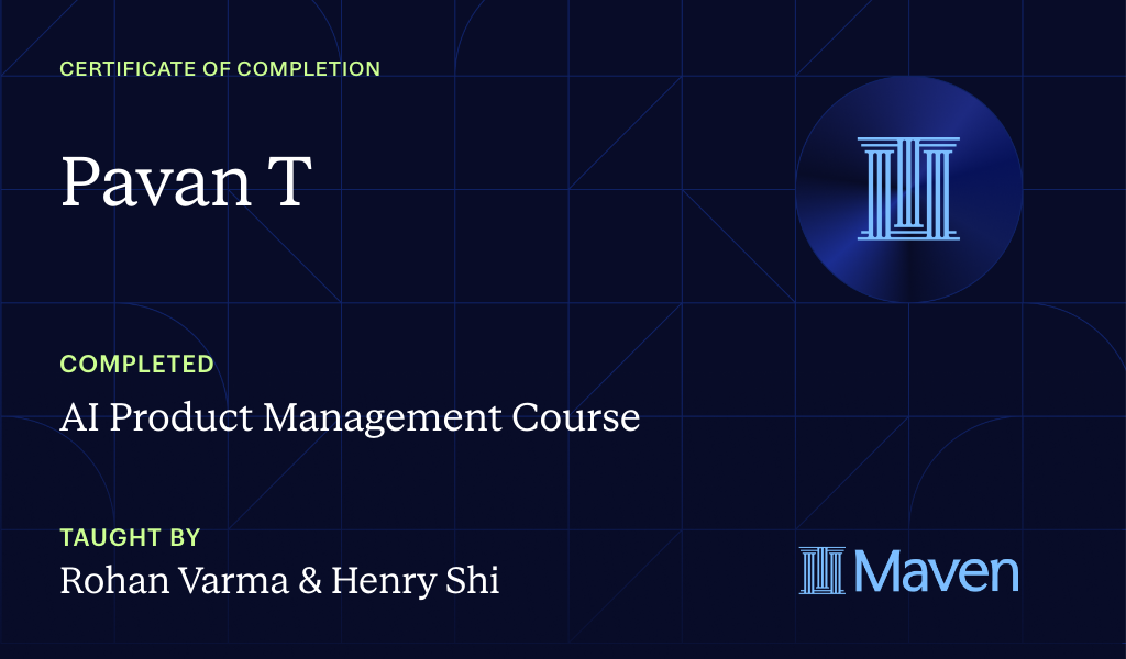 Certificate for AI Product Management Course