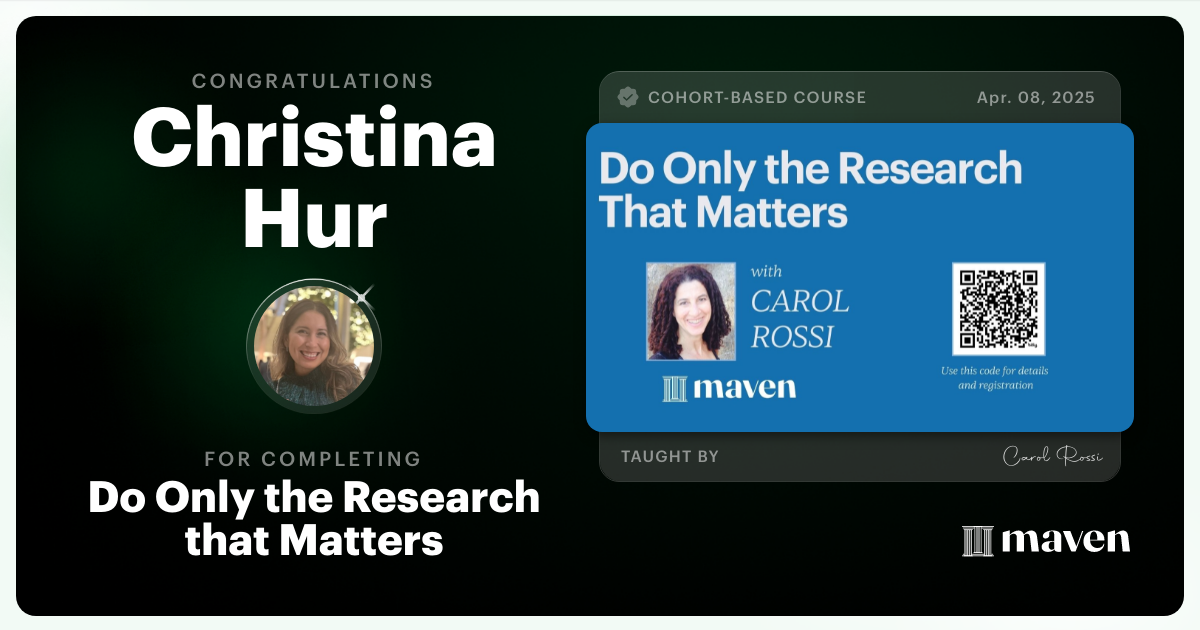 Certificate of Completion for Do Only the Research that Matters