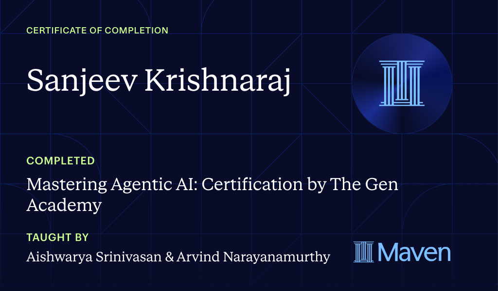 Certificate for Mastering Agentic AI: Certification by The Gen Academy