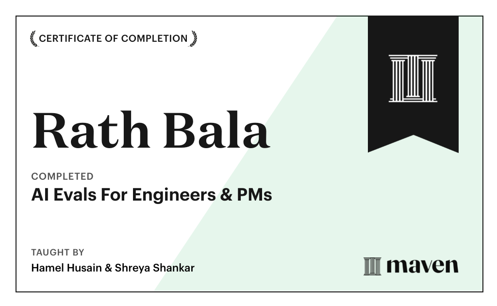 Certificate for AI Evals For Engineers & PMs