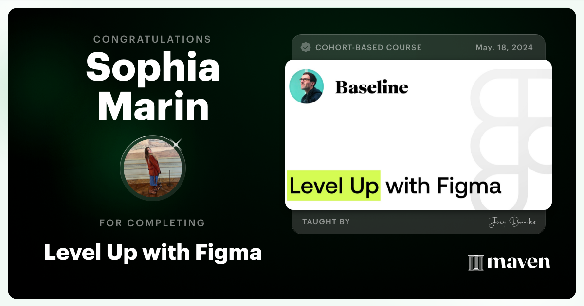 Certificate of Completion for Level Up with Figma