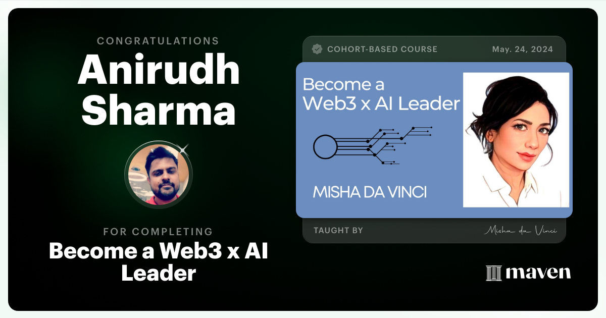 Certificate of Completion for Become a Web3 x AI Leader