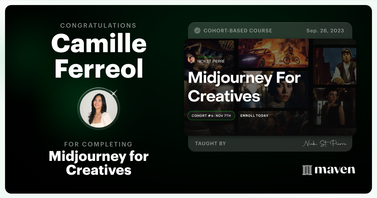 Certificate of Completion for Midjourney for Creatives