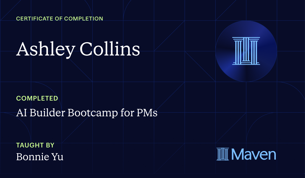 Certificate for AI Builder Bootcamp for PMs