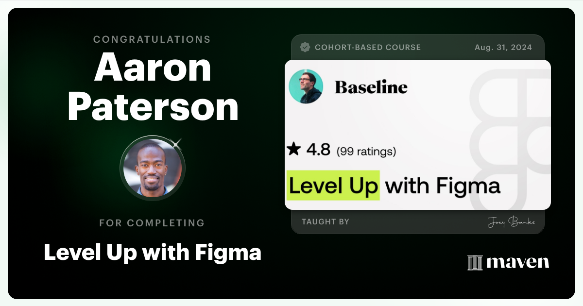 Certificate of Completion for Level Up with Figma