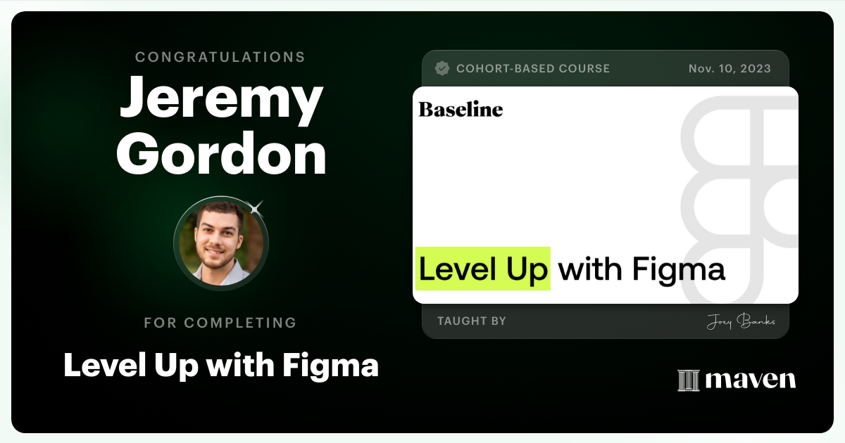 Certificate of Completion for Level Up with Figma