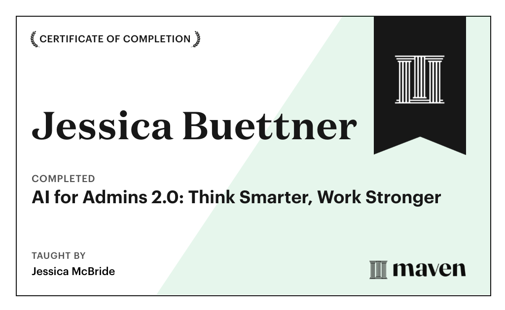 Certificate for AI for Admins 2.0: Think Smarter, Work Stronger