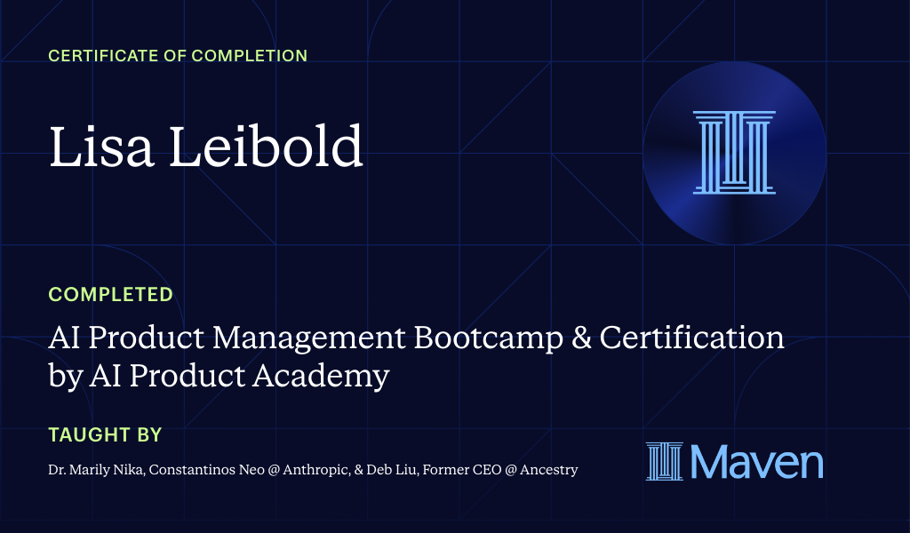 Certificate for AI Product Management Bootcamp & Certification by AI Product Academy