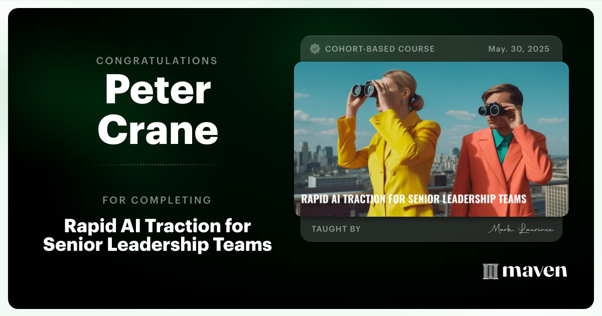 Certificate of Completion for Rapid AI Traction for Senior Leadership Teams