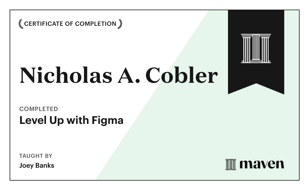 Certificate for Level Up with Figma