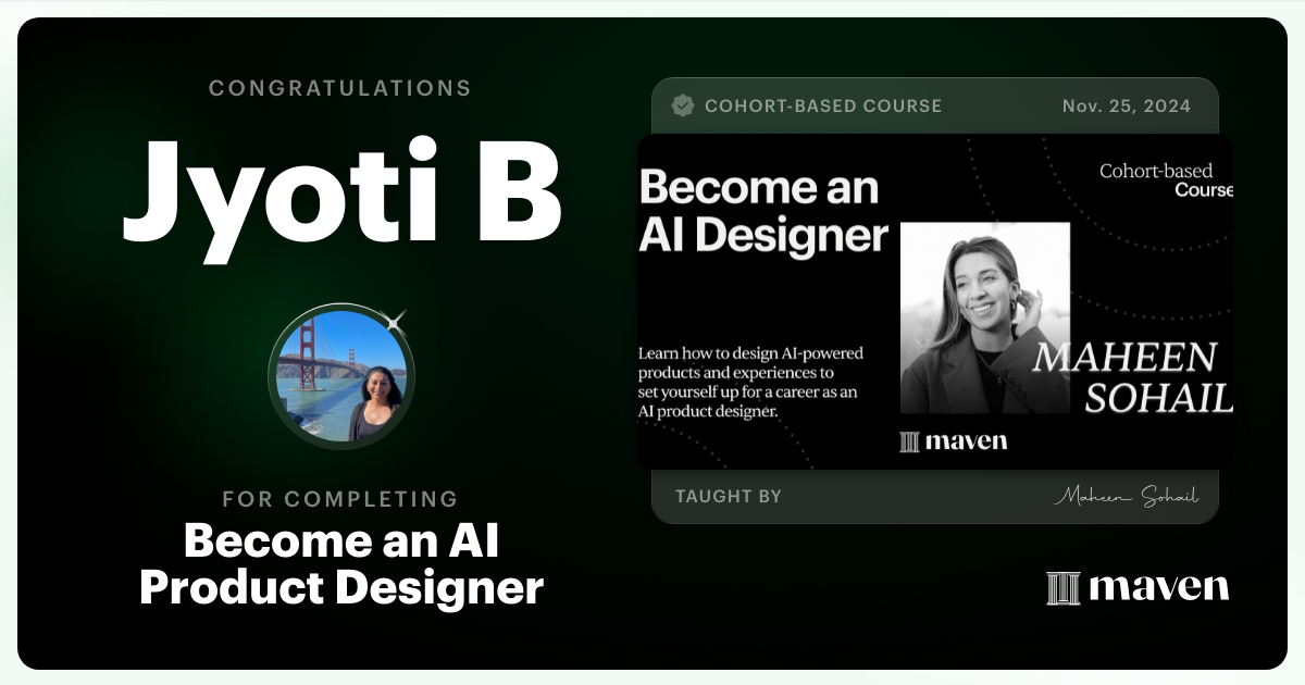 Certificate of Completion for Become an AI Product Designer