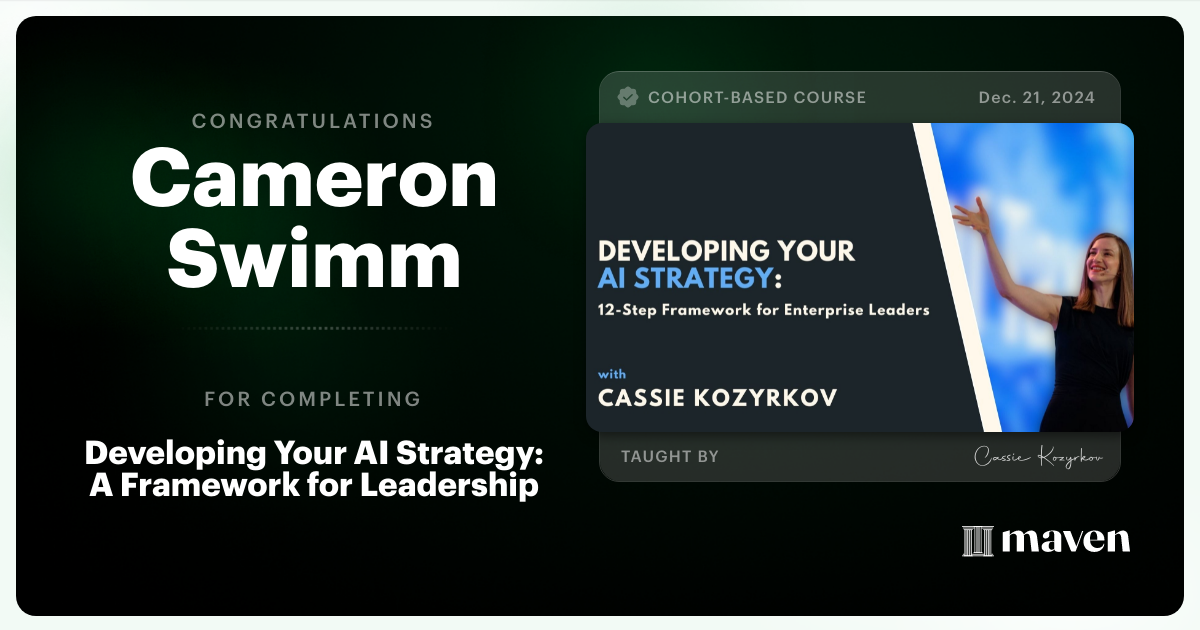 Certificate of Completion for Developing Your AI Strategy: A Framework for Leadership