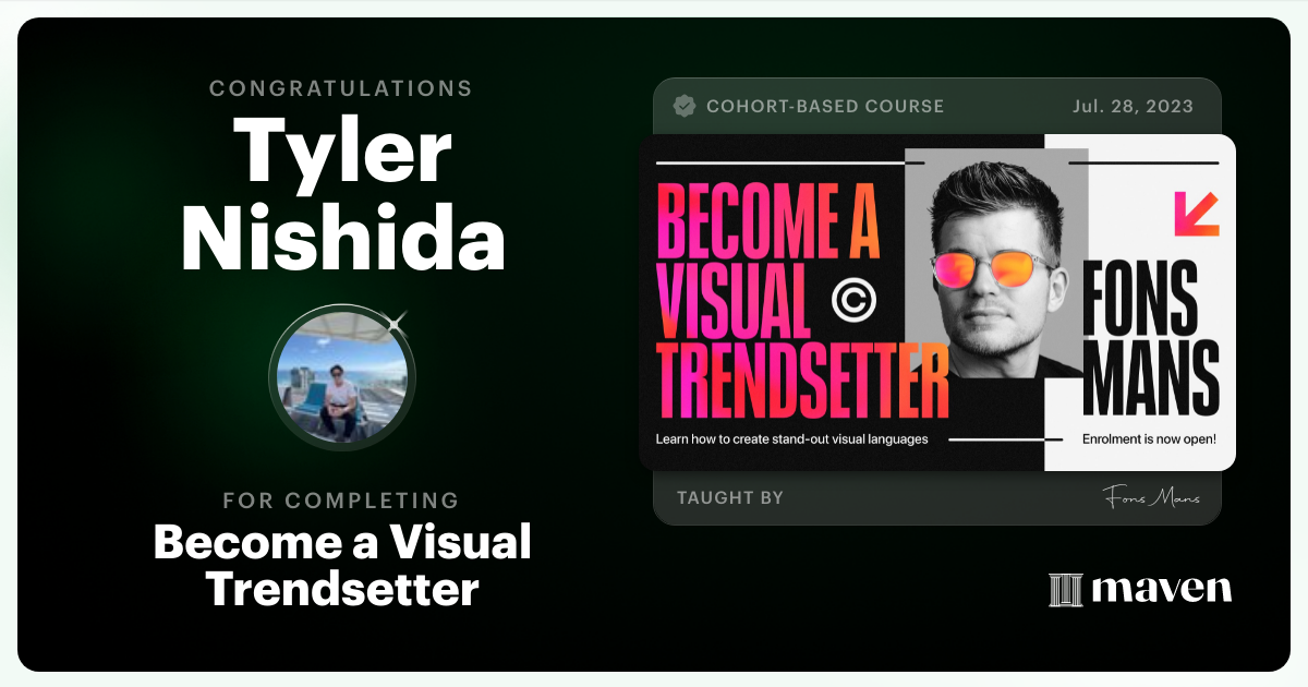 Certificate of Completion for Become a Visual Trendsetter
