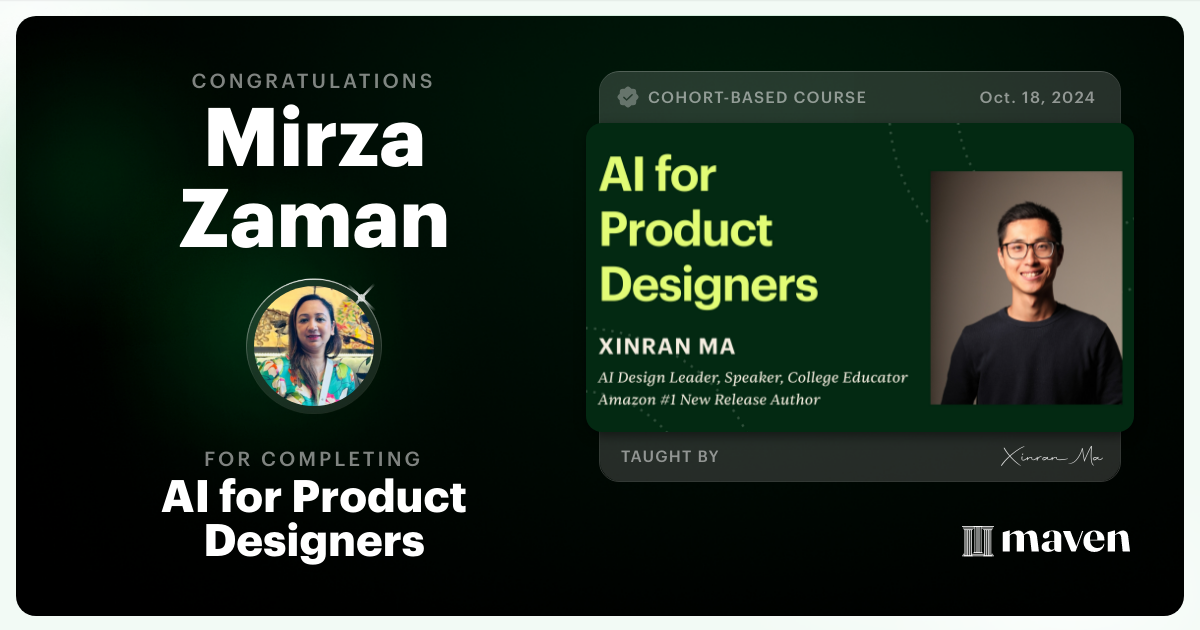 Certificate of Completion for AI for Product Designers