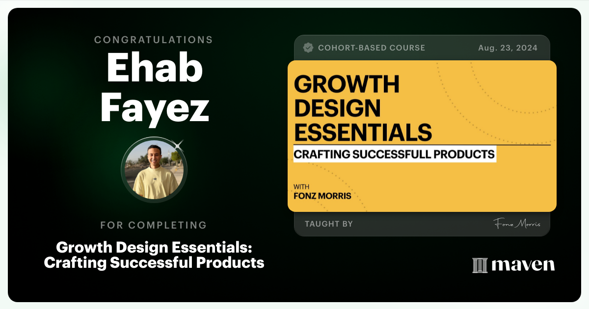 Certificate of Completion for Growth Design Essentials: Crafting Successful Products