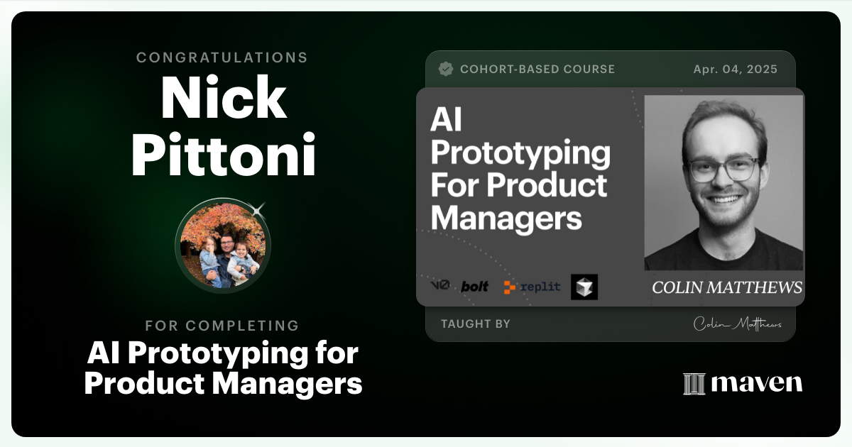 Certificate of Completion for AI Prototyping for Product Managers