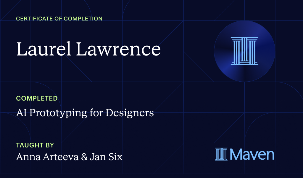 Certificate for AI prototyping for designers