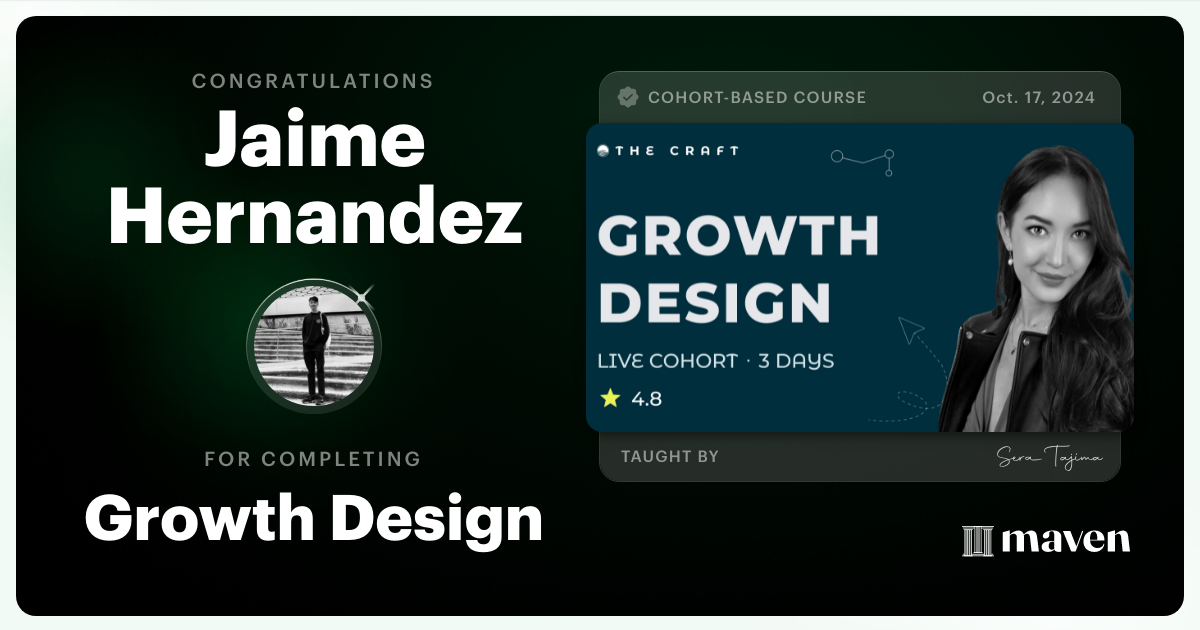 Certificate of Completion for Growth Design for a Sustainable Future