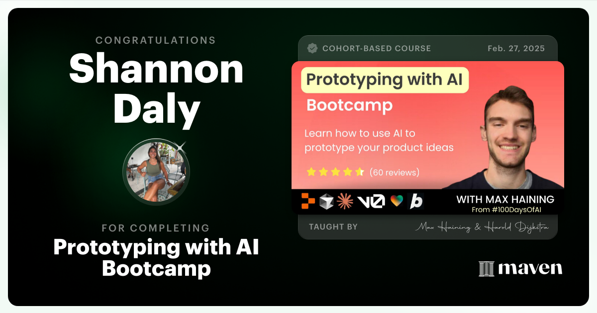 Certificate of Completion for Vibe Coding Bootcamp