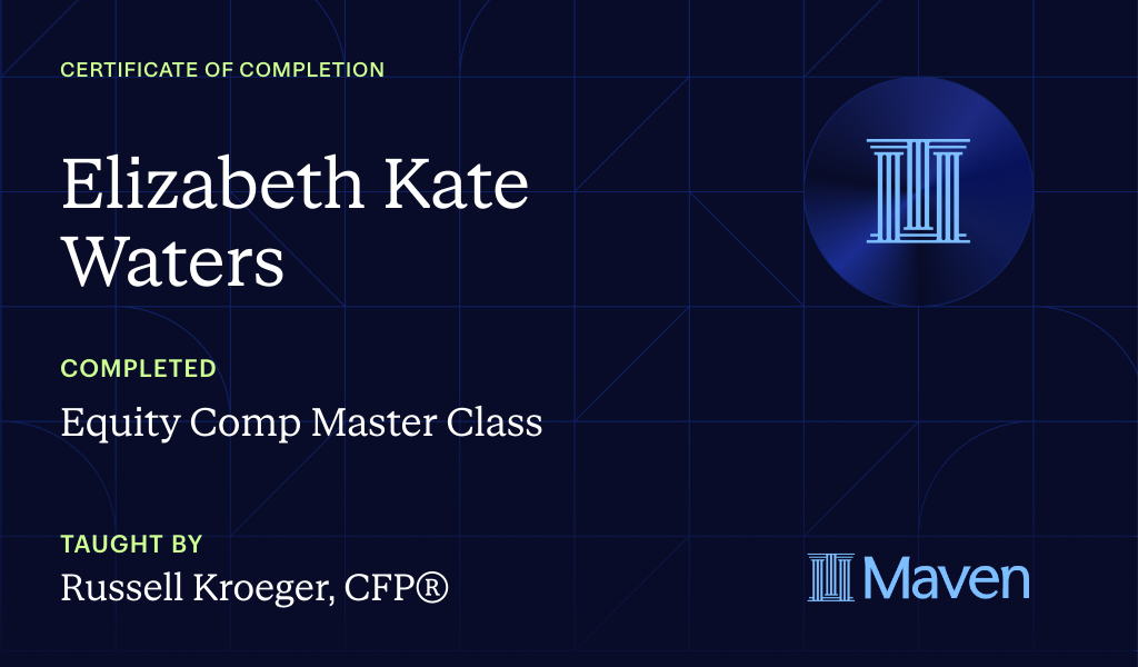 Certificate for Equity Comp Master Class