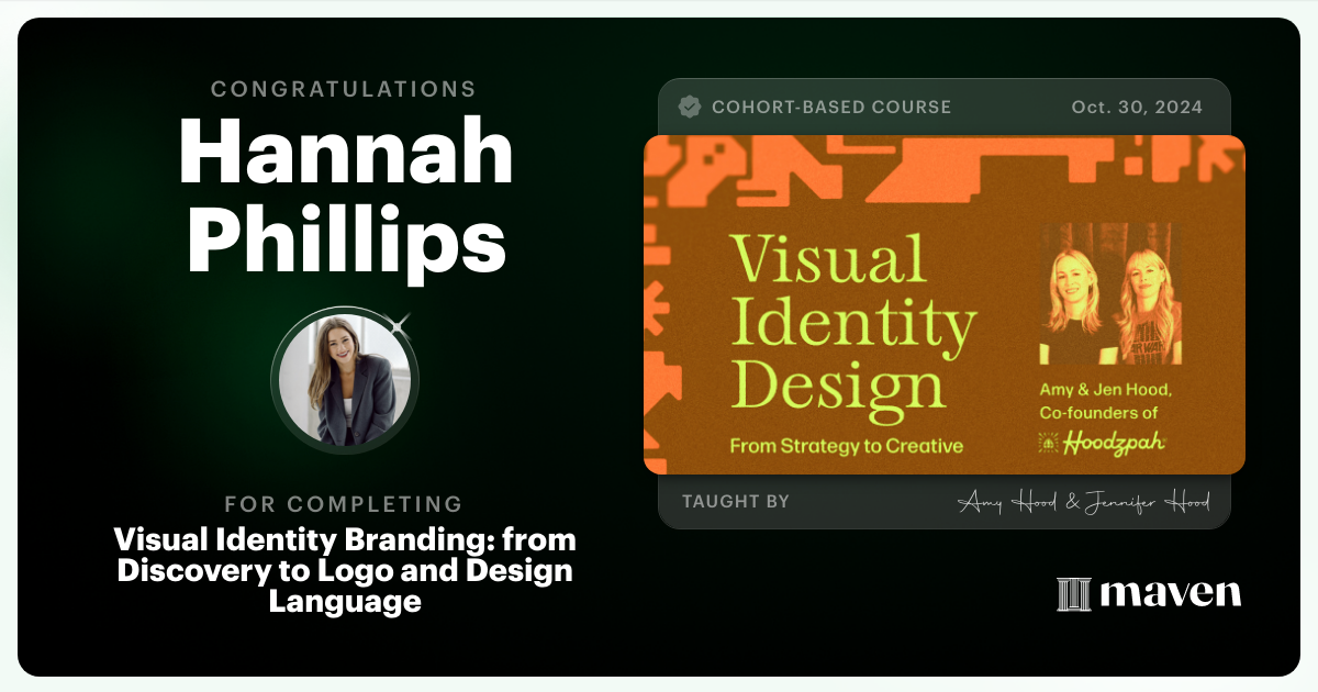 Certificate of Completion for Visual Identity Branding: from Discovery to Logo and Design Language