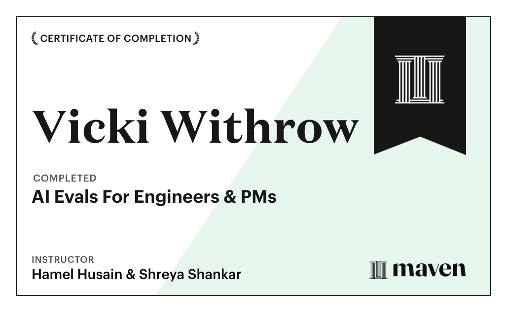 Certificate for AI Evals For Engineers & PMs