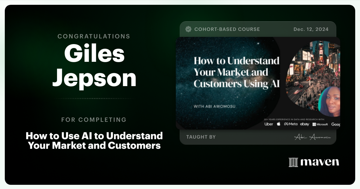 Certificate of Completion for The Billion Person Focus Group® - Find the Truths Traditional Research Misses