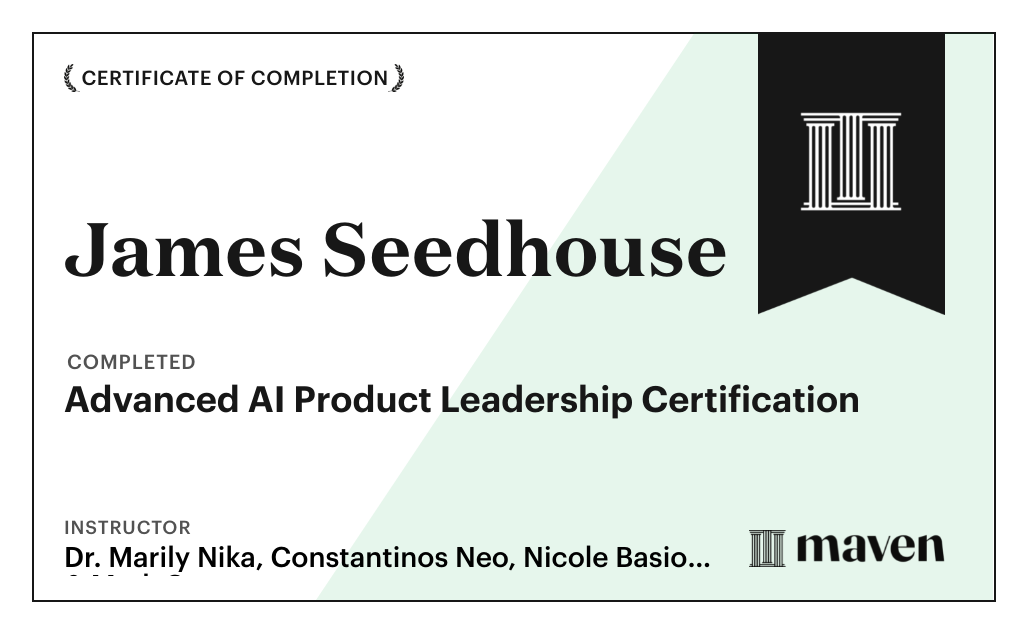 Certificate for Advanced AI Product Leadership Certification