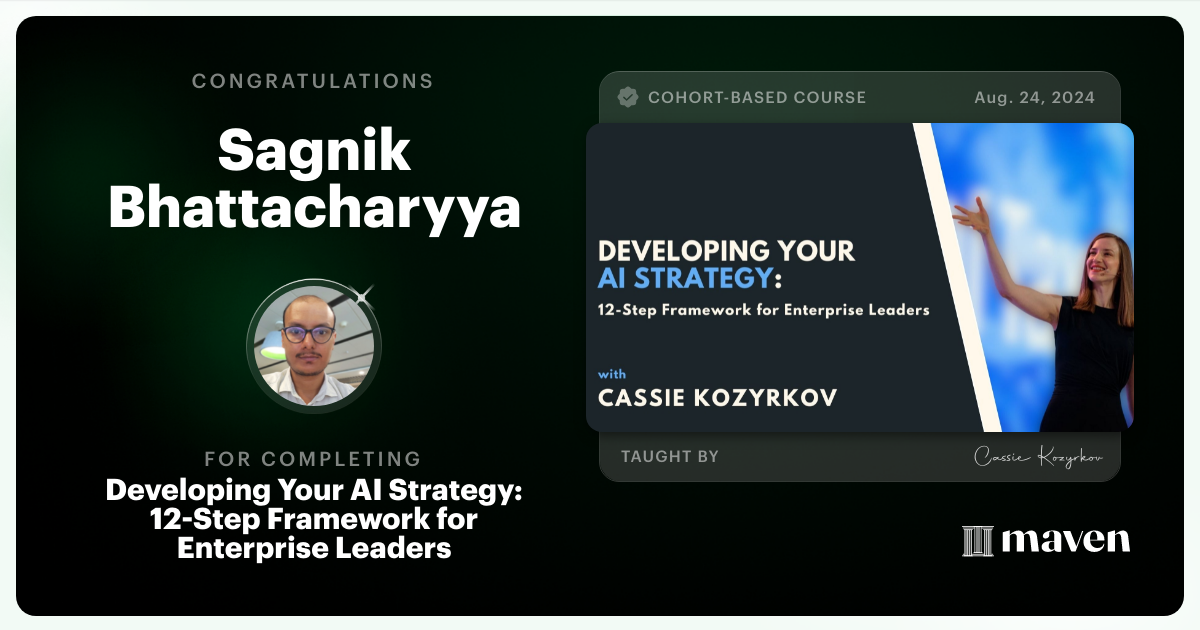 Certificate of Completion for Developing Your AI Strategy: A Framework for Leadership