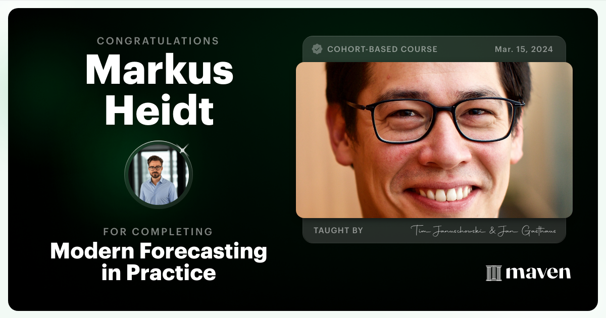 Certificate of Completion for Modern Forecasting in Practice