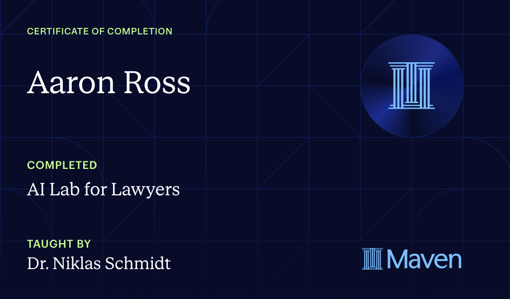 Certificate for AI Lab for Lawyers