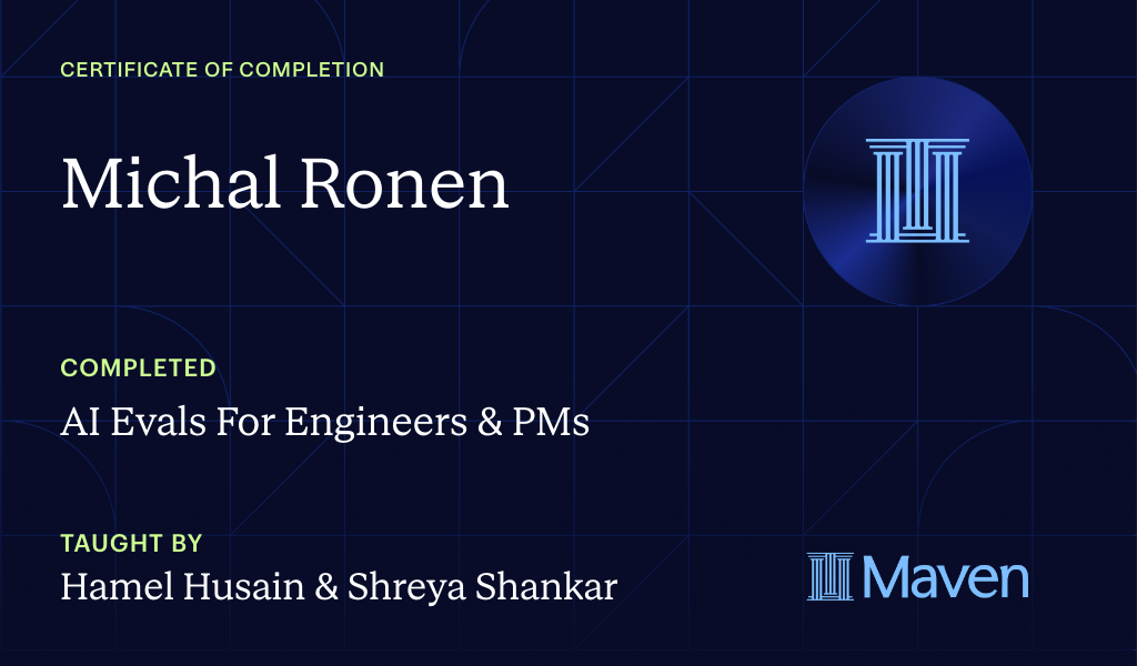 Certificate for AI Evals For Engineers & PMs