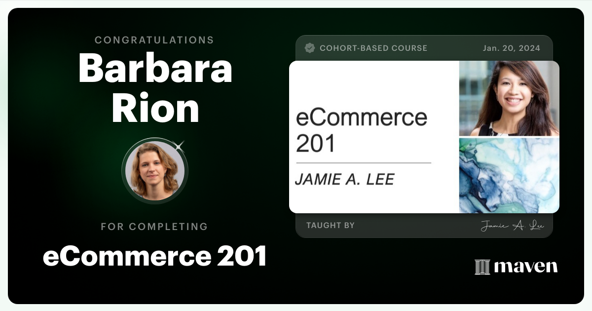 Certificate of Completion for eCommerce 201