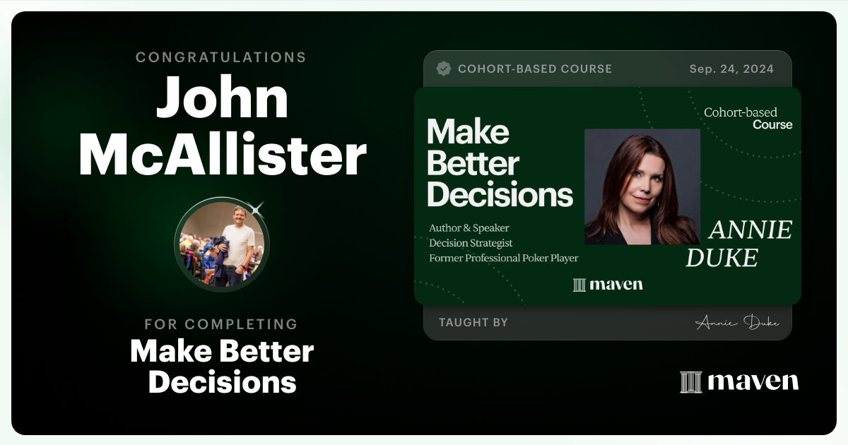 Certificate of Completion for Make Better Decisions